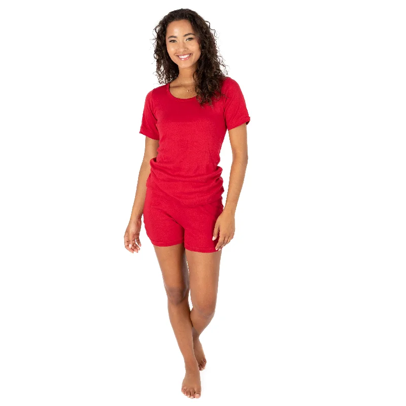 Soft jersey knit PJs great for everyday wear -Womens Two Piece Short Cotton Pajamas