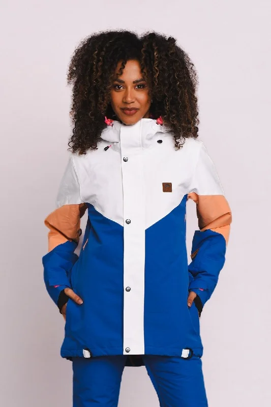 Are womens robe sets eco-friendly -1080 Women's Ski & Snowboard Jacket - Pastel Peach, White & Blue