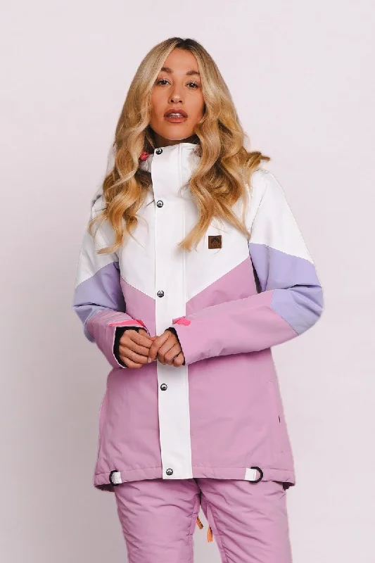 Womens fleece robe set soft warm1080 Women's Ski & Snowboard Jacket - Pastel Pink, White & Pastel Purple