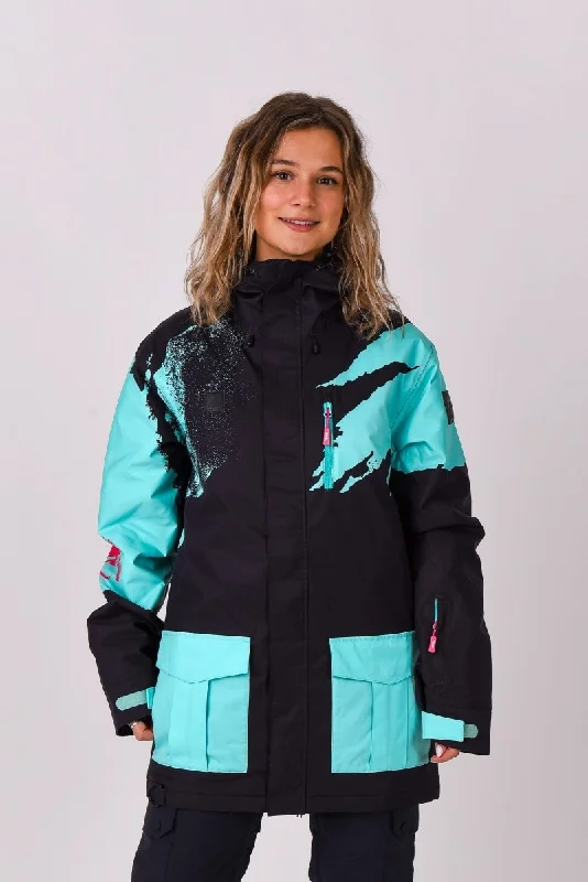 Womens soft plush robe set cozy warm -Afterparty Jacket Black & Mint