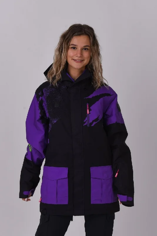 Womens hand designed print robe set artisticAfterparty Jacket Black & Purple