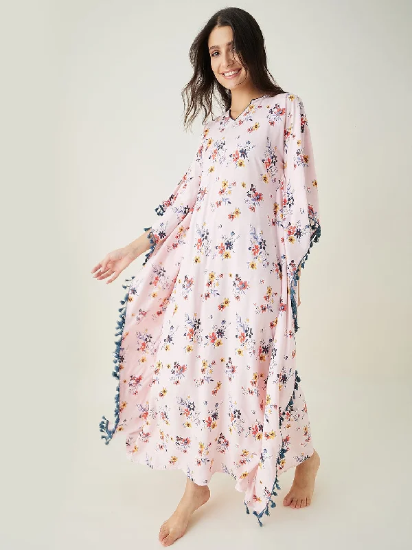 Women's Knit Robe and Sleepwear Created for Macy's -Women's Beige Floral Printed Kaftan - The Kaftan Company Women's Knit Robe and Sleepwear Created for Macy's -Women's Beige Floral Printed Kaftan - The Kaftan Company