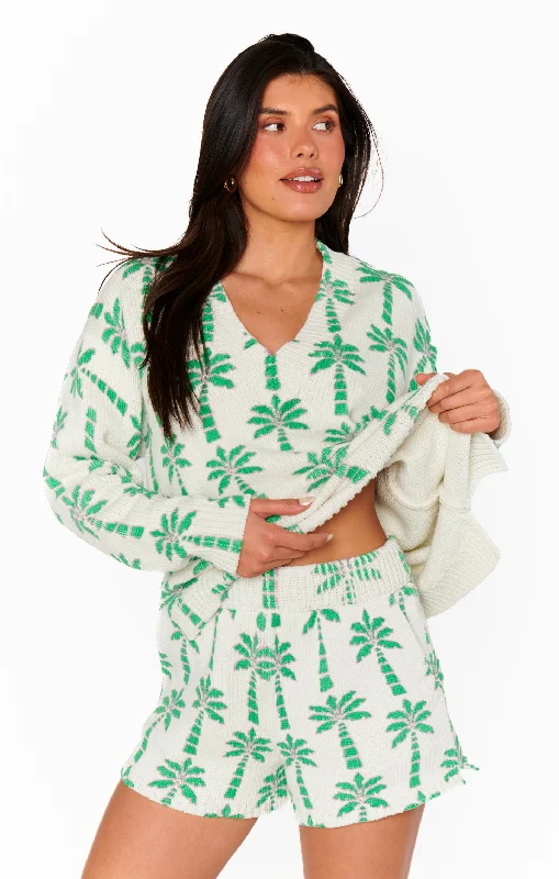 Women's robe sets cotton absorbent -Boardwalk Shorts ~ Palm Knit