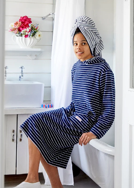 Womens robe sets that are organic -Bridie & Bert womens beach robe - navy white