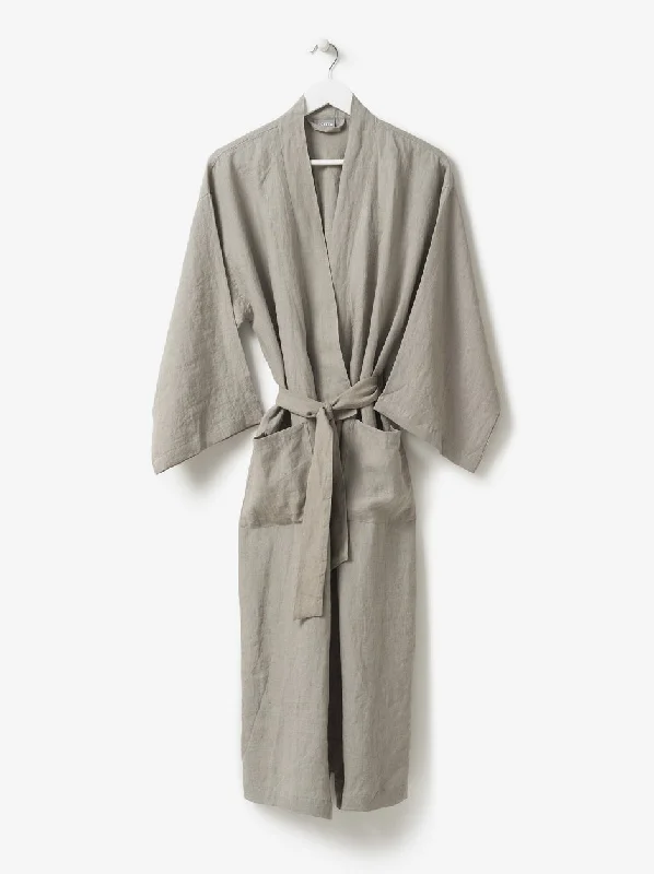 Womens robe and pants set winter -Citta linen robe - Puddle
