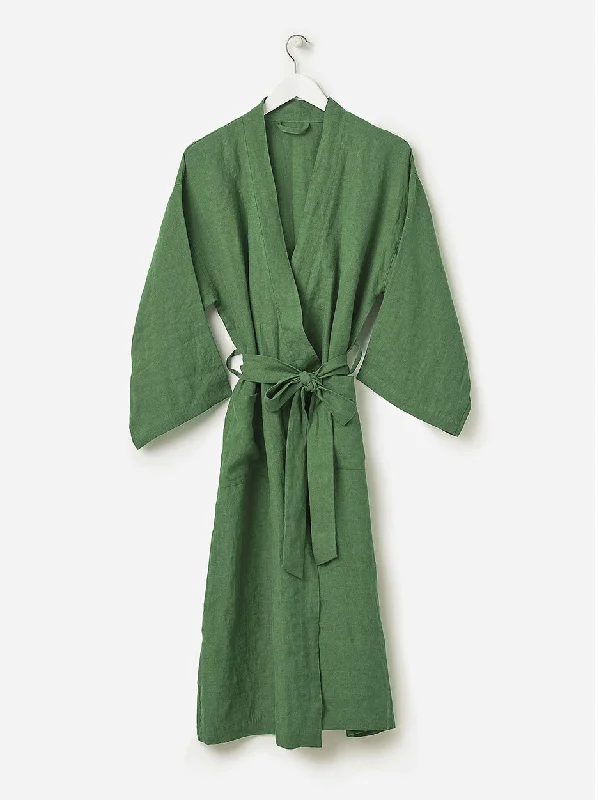 Womens quilted robe set warm cozyCitta linen robe - Spearmint