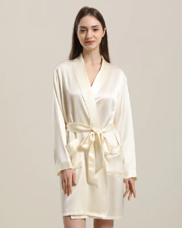 Women's Knit Robe and Sleepwear Created for Macy's -22 Momme Classic Mid Length Silk Robe For Women Women's Knit Robe and Sleepwear Created for Macy's -22 Momme Classic Mid Length Silk Robe For Women