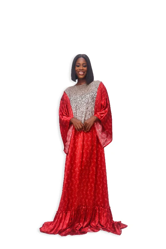 Womens robe sets with matching slippers -Feathered Kaftan