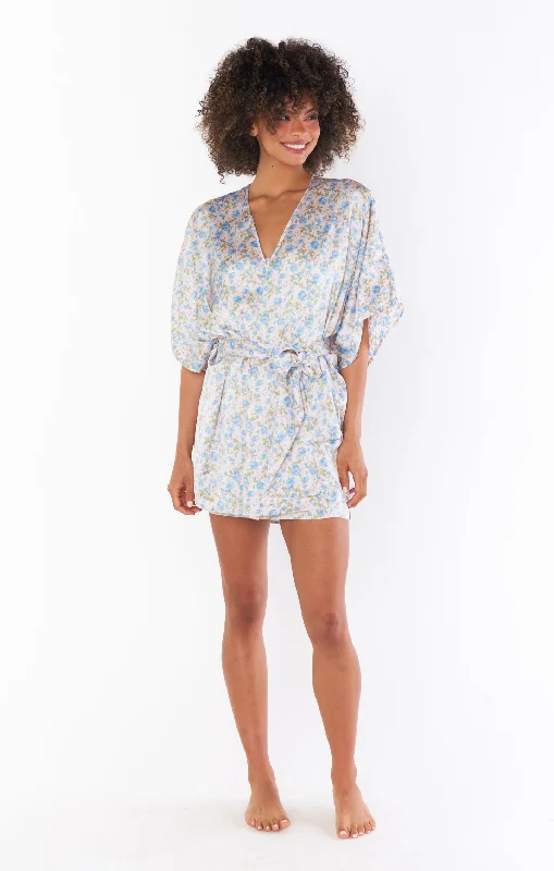 Women's ethically grown cotton robesFirst Look Robe ~ Charming Rose Luxe Satin