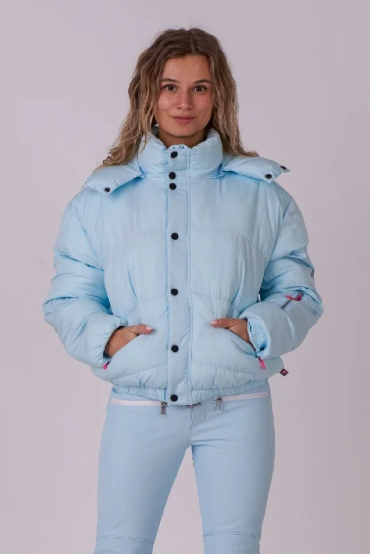 Womens personalized terry robe set giftChic Puffer Jacket - Ice Blue