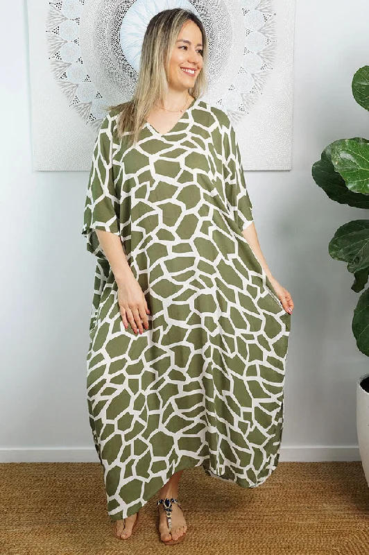 Womens robe sets that are soft -Long Kaftan "Giraffe