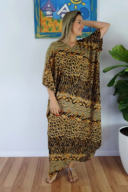Womens floral print robe set spring fashionLong Kaftan Snake/Cheetah