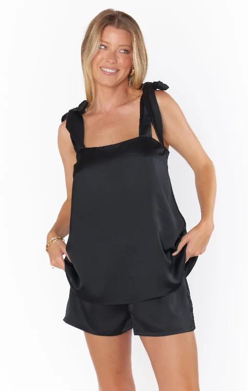 Women's robe sets Disney -Makeup Tank ~ Black Luxe Satin
