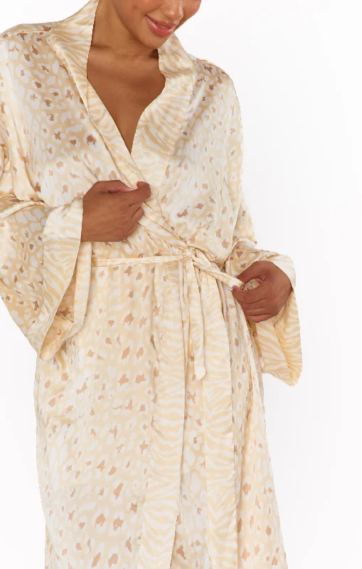 Womens spa robe set pampering gift -Mumu x Curateur The Harlow Robe ~ Animal Print