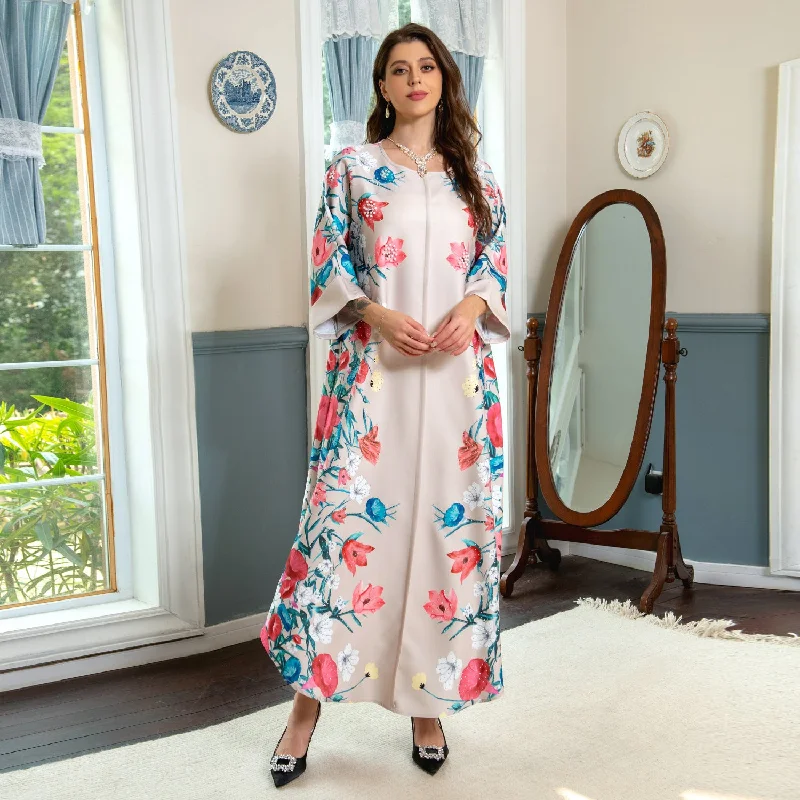 Women's robe sets petite sizes -Muslim Robe Affordable Luxury Fashion Rhinestone Positioning Printing Arabic Ladies Dress Women's robe sets petite sizes -Muslim Robe Affordable Luxury Fashion Rhinestone Positioning Printing Arabic Ladies Dress