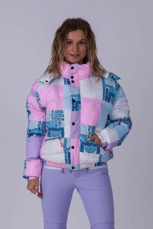 Womens robe sets that are soft -Chic Puffer Jacket -Patchwork