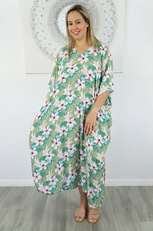 Womens eco-friendly viscose robe set luxuriousPremium Long Kaftan "Fan Flower"