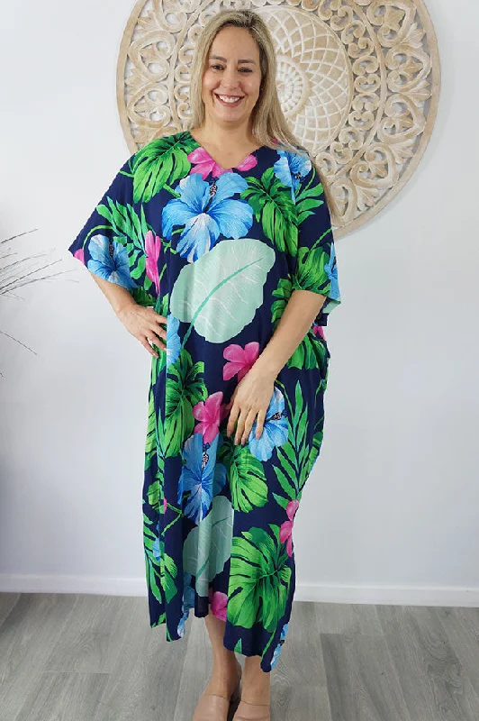 Womens robe sets with floral patterns -Premium Long Kaftan "Flores"
