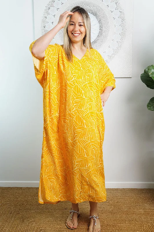 Womens embroidered robe set elegant style -Premium Long Kaftan "Jungle"