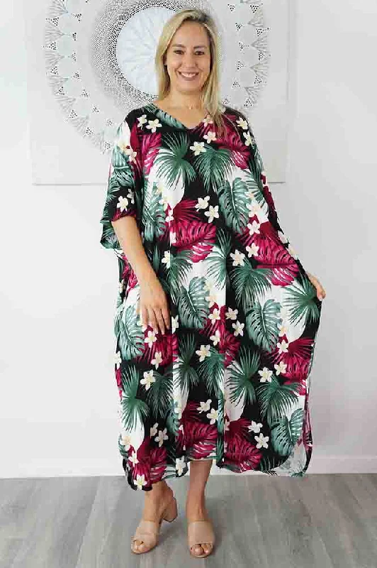 Womens robe sets and loungewear for travel -Premium Long Kaftan "Moonflower"