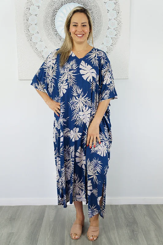 How to layer womens robesPremium Long Kaftan "Palm Madness"