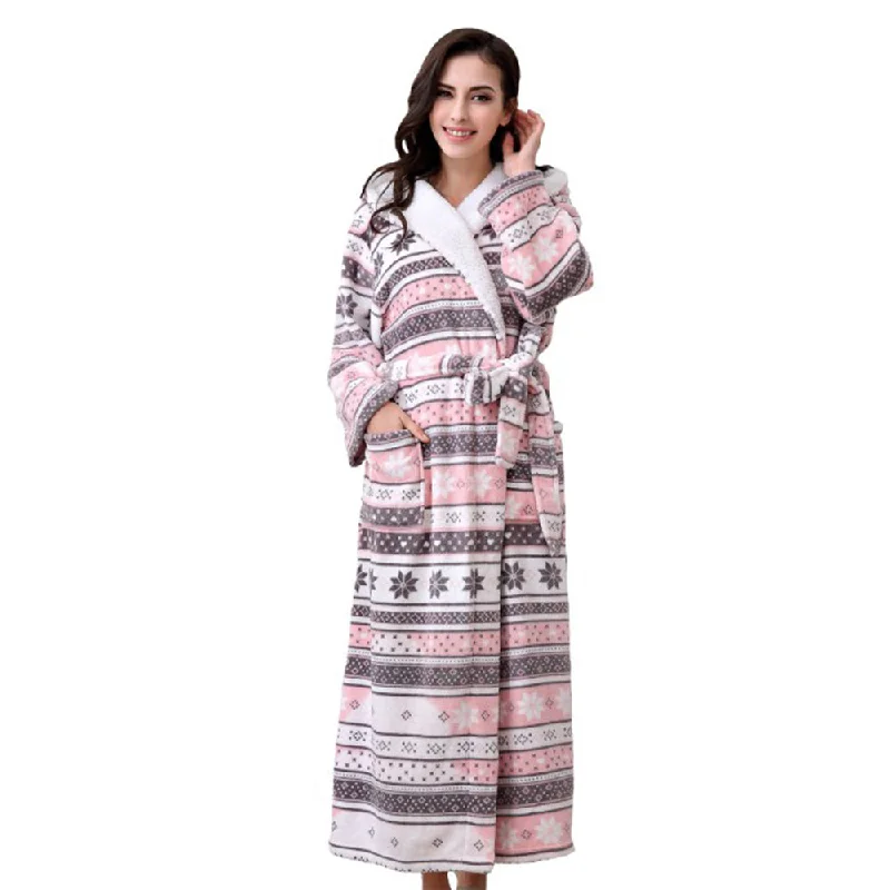 the most comfortable womens robe sets -RH Hooded Bathrobe Women's Printed Long Fleece Warm Spa Robe Sleepwear RHW2800 the most comfortable womens robe sets -RH Hooded Bathrobe Women's Printed Long Fleece Warm Spa Robe Sleepwear RHW2800