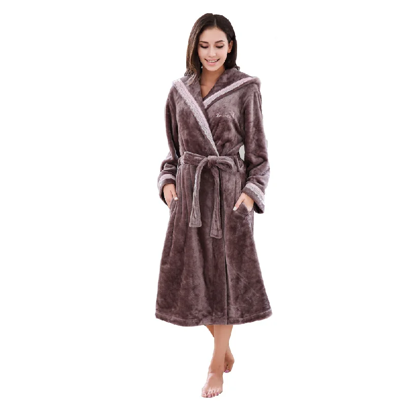 Women's ethically grown cotton robesRH Ladies Fleece Hooded Robe Soft Dressing Gown Bath Nightwear Spa Coat RHW2778 Women's ethically grown cotton robesRH Ladies Fleece Hooded Robe Soft Dressing Gown Bath Nightwear Spa Coat RHW2778
