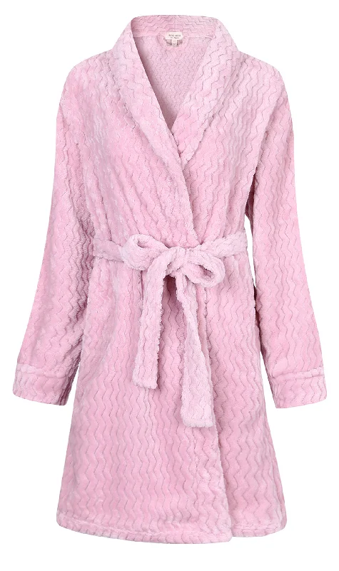 Womens robe sets for bridal showers -Richie House Women’s Above the Knee Pink Robe Collared Lounge Sleepwear Housecoat RHW2808