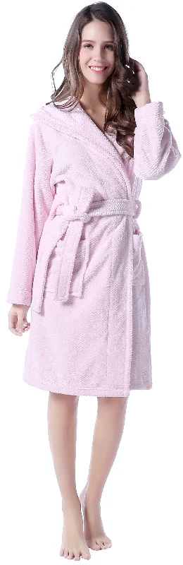 Women's eco-friendly viscose robesRichie House Women's Soft and Warm Pink Fleece Bathrobe with Cap RHW2764 Women's eco-friendly viscose robesRichie House Women's Soft and Warm Pink Fleece Bathrobe with Cap RHW2764