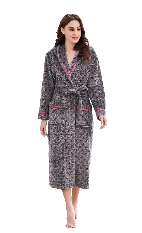 Womens travel robe set lightweight packable -Richie Women's Polka Long Hooded Robe Collared Sleepwear Housecoat RHW2882 Womens travel robe set lightweight packable -Richie Women's Polka Long Hooded Robe Collared Sleepwear Housecoat RHW2882