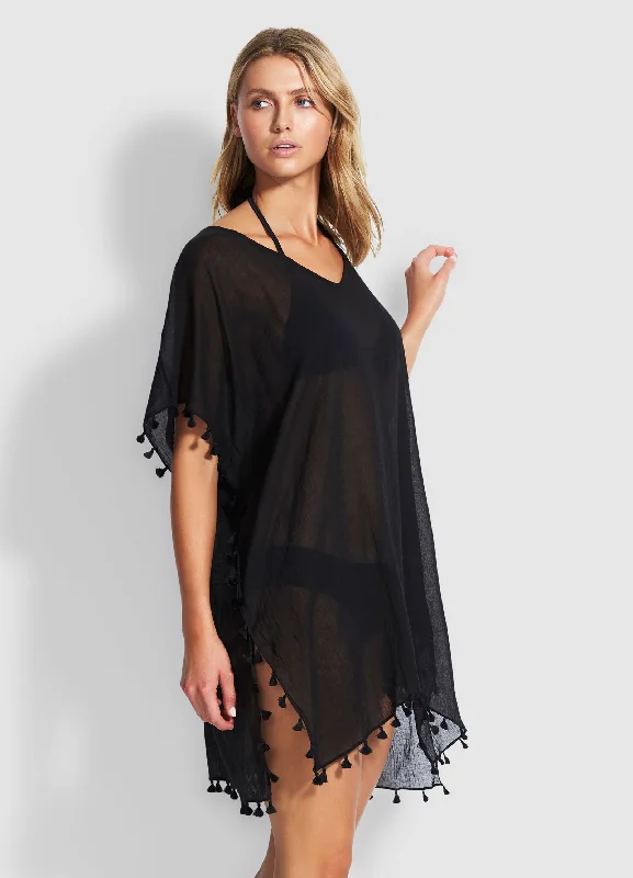Women's Knit Robe and Sleepwear Created for Macy's -Seafolly womens kaftans - black amnesia