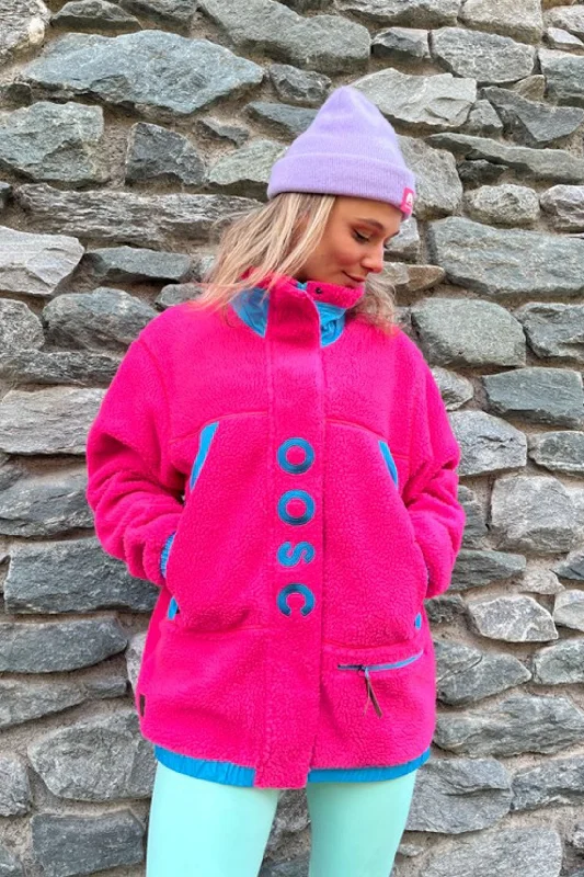 good lightweight womens travel robes -Sherpa Fleece Jacket Pink / Blue - Women's