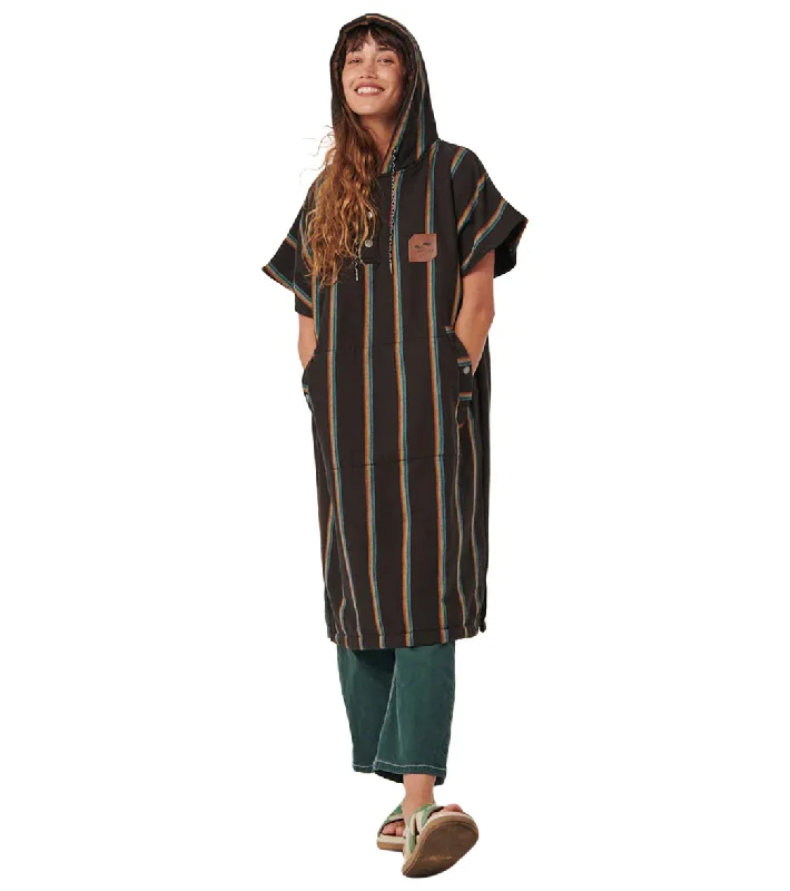 Womens robe sets with floral patterns -Slowtide Unisex Baja Stripe Fouta Changing Poncho Black Womens robe sets with floral patterns -Slowtide Unisex Baja Stripe Fouta Changing Poncho Black