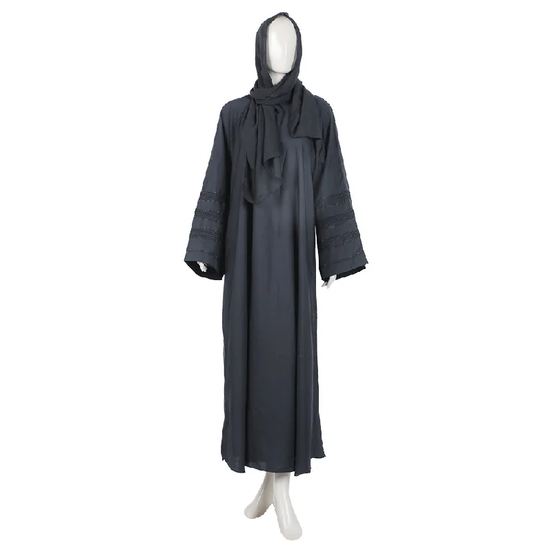 "Petite Cotton Robe Sets For Sleepwear"Women Abaya Front Zipper Pentax - Black