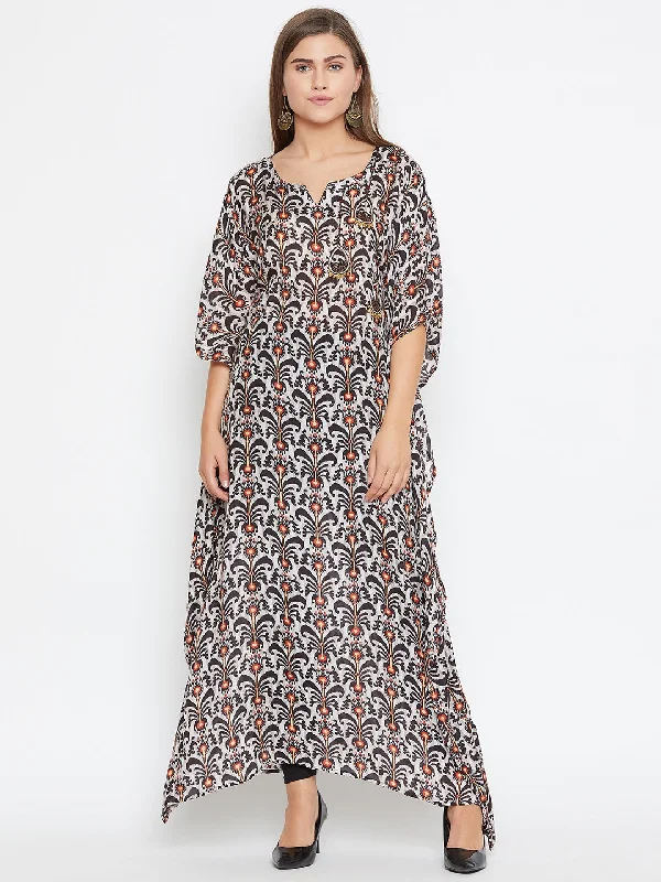 Women's Cooling Robe and Sleepwear With Piping -Women's Chiffon Grey Kurta - The Kaftan Company Women's Cooling Robe and Sleepwear With Piping -Women's Chiffon Grey Kurta - The Kaftan Company