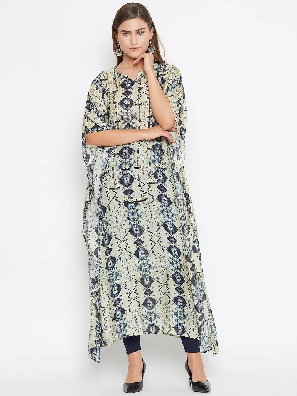 Affordable robe sets with good material -Women's Chiffon Beige Kurta - The Kaftan Company