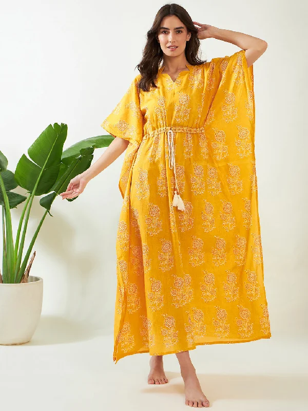 Womens robe and pajama shorts set summer -Women's Sunshine Serene Handblock Cotton Kaftan - The Kaftan Company Womens robe and pajama shorts set summer -Women's Sunshine Serene Handblock Cotton Kaftan - The Kaftan Company