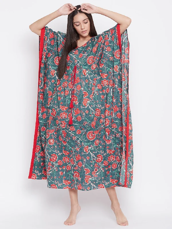Womens robe sets for every occasion -Women's Blue Block Printed Loungewear Kaftan - The Kaftan Company Womens robe sets for every occasion -Women's Blue Block Printed Loungewear Kaftan - The Kaftan Company