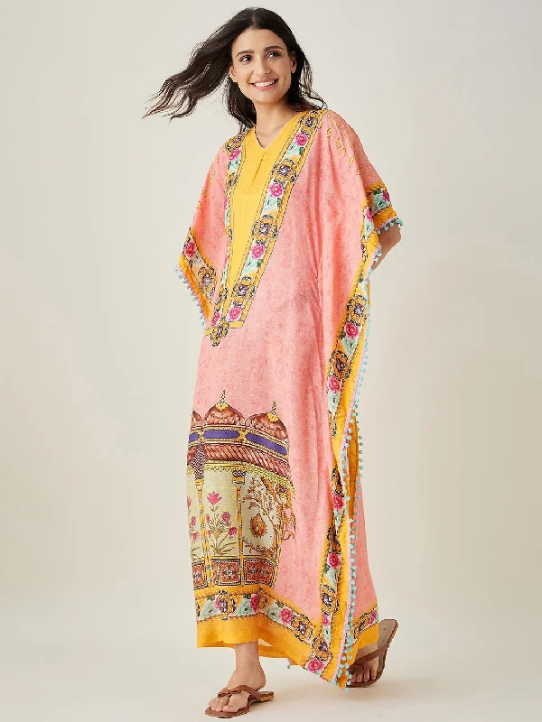 Womens robe and sleepshirt set relaxed -Women's Pink And Orange Ornate Floral Kaftan - The Kaftan Company Womens robe and sleepshirt set relaxed -Women's Pink And Orange Ornate Floral Kaftan - The Kaftan Company