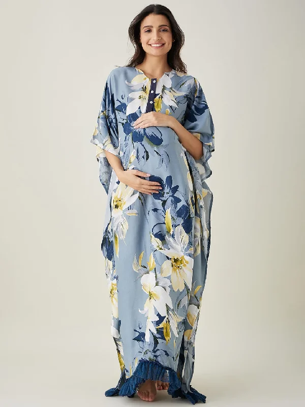 Womens adjustable waist robe set custom fitWomen's Blue Floral Laced Up Nursing Kaftan - The Kaftan Company Womens adjustable waist robe set custom fitWomen's Blue Floral Laced Up Nursing Kaftan - The Kaftan Company