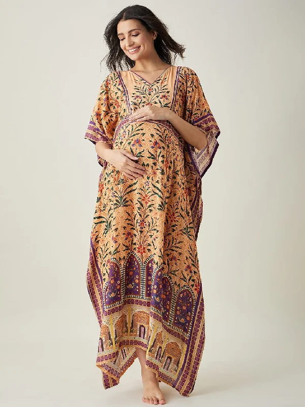 Womens robe sets with zip front -Women's Beige Royal Floral Garden Nursing Kaftan - The Kaftan Company Womens robe sets with zip front -Women's Beige Royal Floral Garden Nursing Kaftan - The Kaftan Company