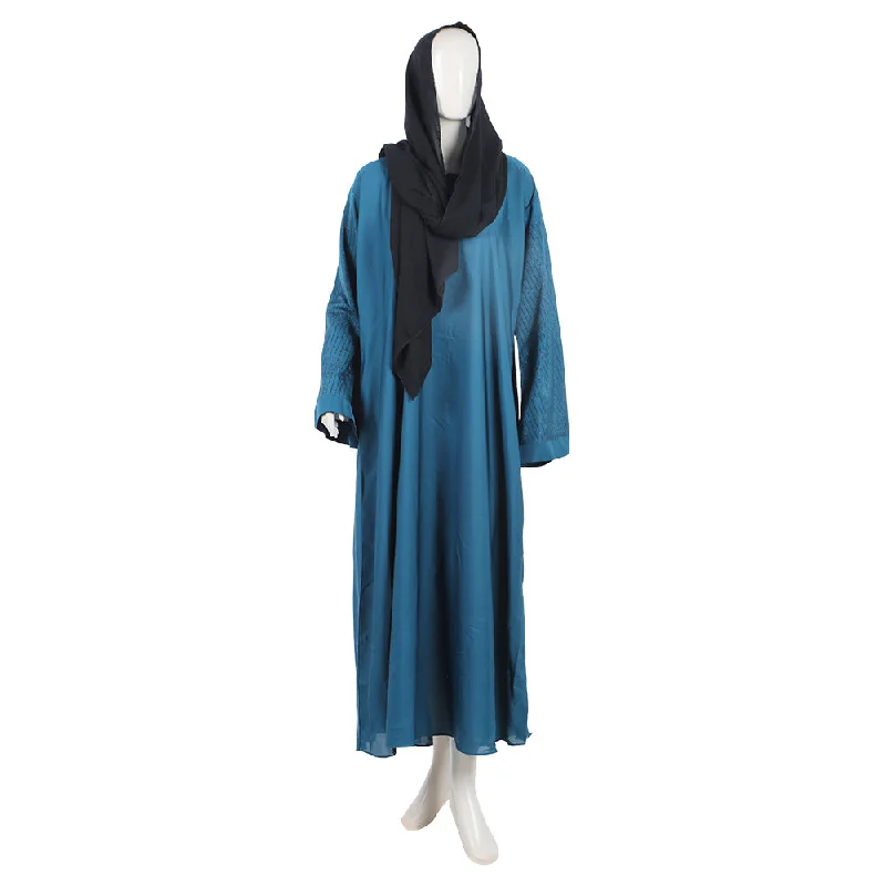 Womens long robe sets for petite sizes -Women's Abaya Sleeves Stone - Steel Green