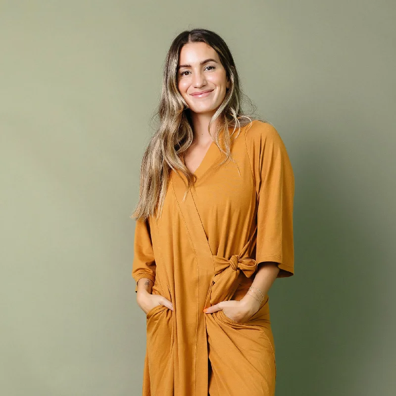 Womens travel robe set lightweight packable -Women's Everyday Robe - Camel