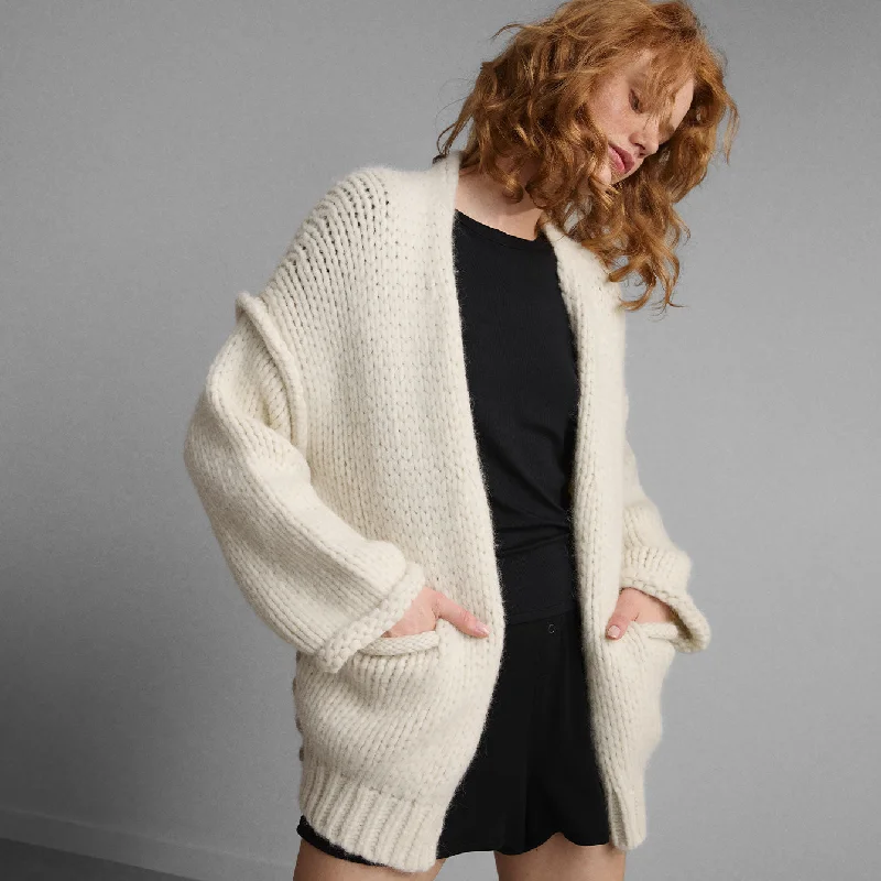 Womens robe sets that are stylish -Lofty Wool Whip Stitch Cardigan