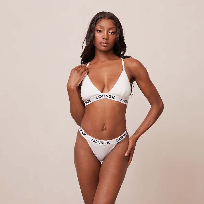 Deep V bras that are stylish -Bamboo Triangle Bra  - All White