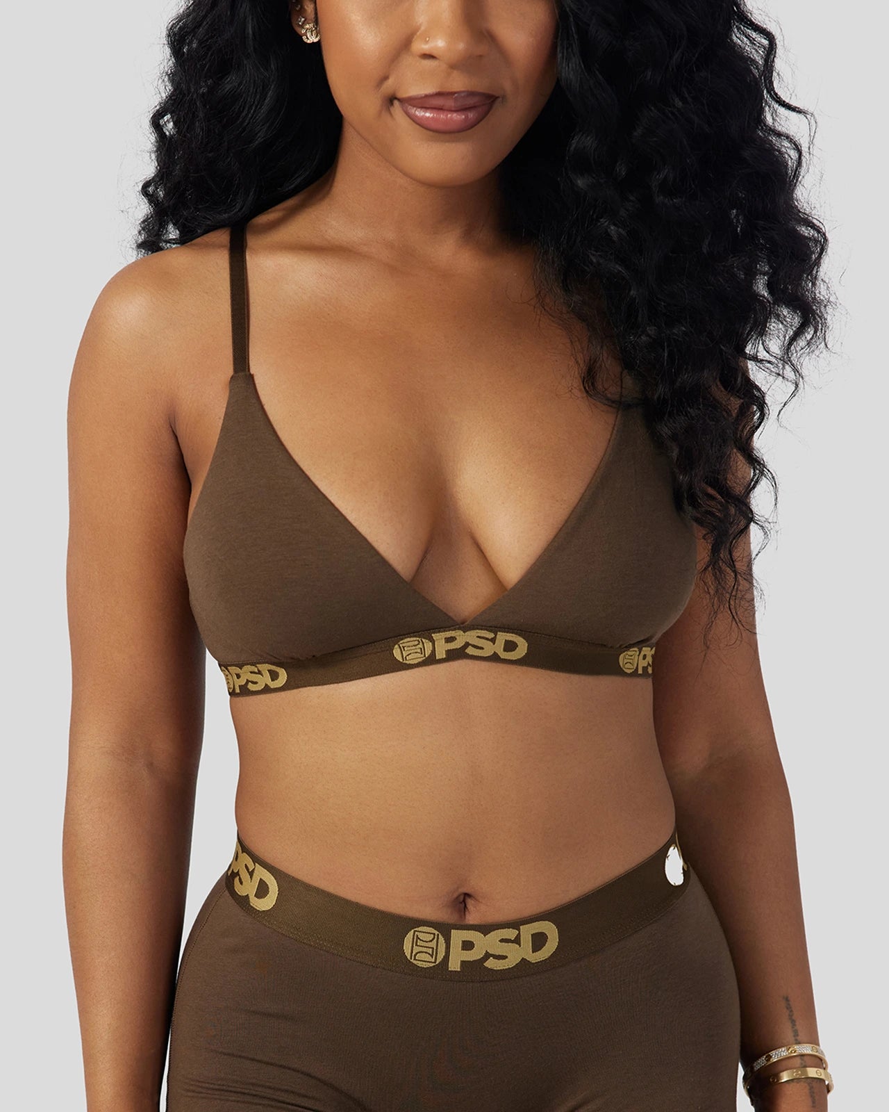 Deep V bras with easy returns -Modal Solids - Cocoa