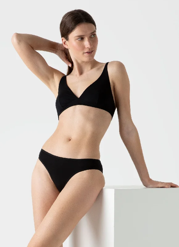 Deep V bras with breathable fabric -Women's Cotton Stretch Bralette in Black