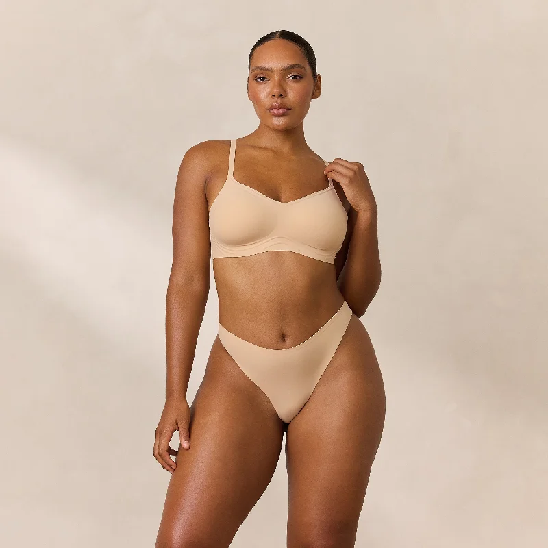 Deep V bras that are exclusive -Everyday Flex Bralette - Sand