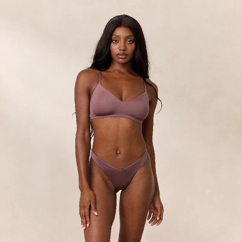 Deep V bras with balconette style -Free Form Bra - Plum