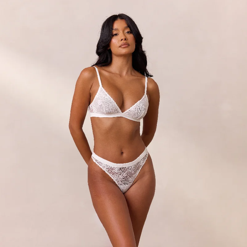 Deep V bras in black -Lace Triangle Bralette - White